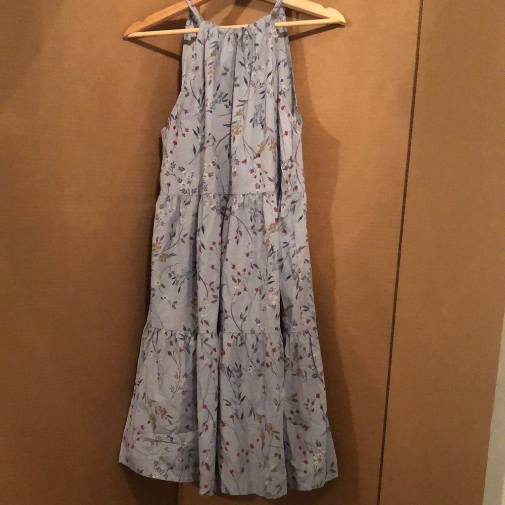 Sweet ruffle floral blue dress
